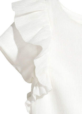 Белая однотонная блузка с коротким рукавом H&M летняя