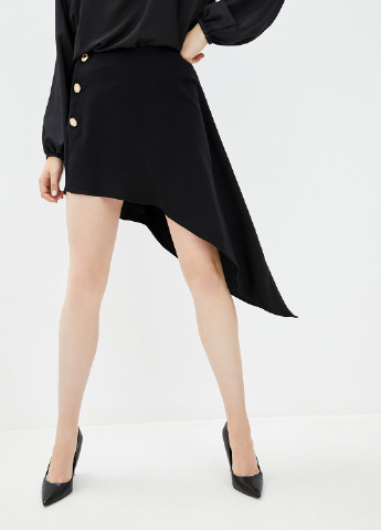 Черная кэжуал однотонная юбка GENEVIE на запах