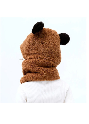 Дитячий Снуд Панда з вушками Мишка тепла шапка-шарф 2 в 1 зимова шапка-шолом балаклава унісекс Коричневий NoName шапка (250441833)