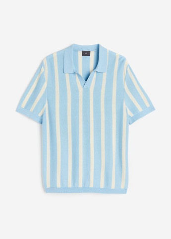 Голубой футболка-поло для мужчин H&M в полоску