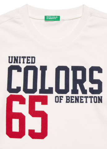Белый демисезонный кэжуал лонгслив United Colors of Benetton с надписями