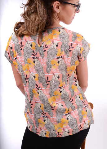 Комбінована літня блуза з принтом папуги Luxik