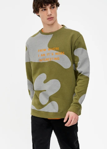 Зелений світшоти Pull & Bear малюнок без декору (247447060)