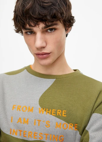 Зелений світшоти Pull & Bear малюнок без декору (247447060)