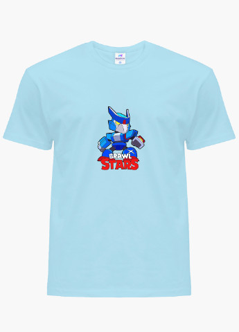 Голубая демисезонная футболка детская ворон меха бравл старс (crow mech brawl stars)(9224-1008) MobiPrint