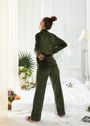 Оливкова (хакі) всесезон піжама рубашка + брюки Garna