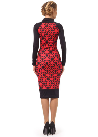 Красное кэжуал платье Lemon с абстрактным узором