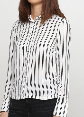 Черно-белая кэжуал рубашка в полоску H&M