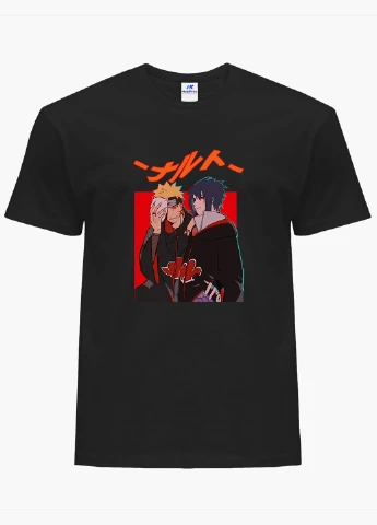Чорна футболка чоловіча наруто узумакі і саске учіха (naruto uzumaki and sasuke uchiha) (9223-2815-1) MobiPrint