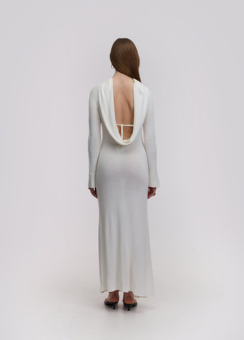 Белое вечернее, кэжуал, пляжное платье с открытой спиной KNITLAB однотонное