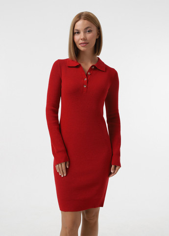 Красное кэжуал вязаное платье поло Sewel однотонное