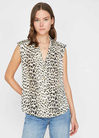 Светло-бежевая кэжуал рубашка леопардовый KOTON