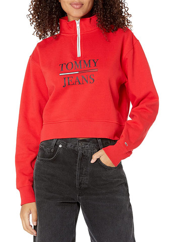 Свитшот Tommy Hilfiger - Прямой крой логотип красный кэжуал хлопок, трикотаж - (258474456)