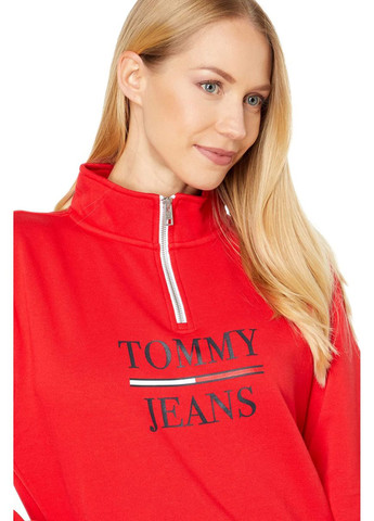 Світшот Tommy Hilfiger - Прямий крій логотип червоний кежуал бавовна, трикотаж - (258474456)