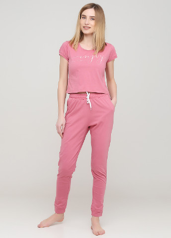 Темно-розовая всесезон пижама (футболка, брюки) футболка + брюки Mirano