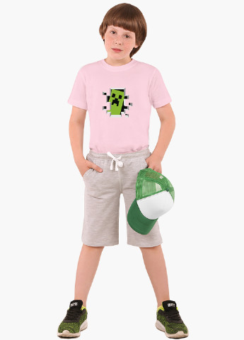 Рожева демісезонна футболка дитяча майнкрафт (minecraft) (9224-1709) MobiPrint