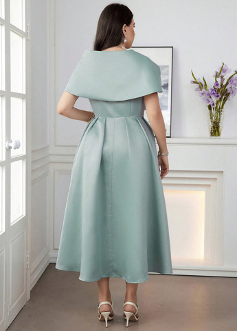 Мятное праздничный платье клеш SHEIN однотонное