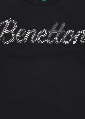 United Colors of Benetton світшот однотонний чорний кежуал бавовна, трикотаж