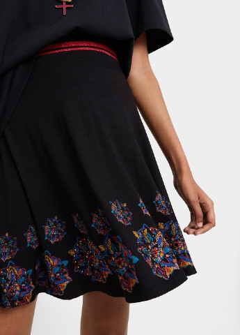 Черная кэжуал с рисунком юбка Desigual клешированная