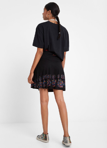 Черная кэжуал с рисунком юбка Desigual клешированная