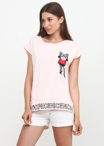 Светло-розовая всесезон футболка с коротким рукавом Poncik