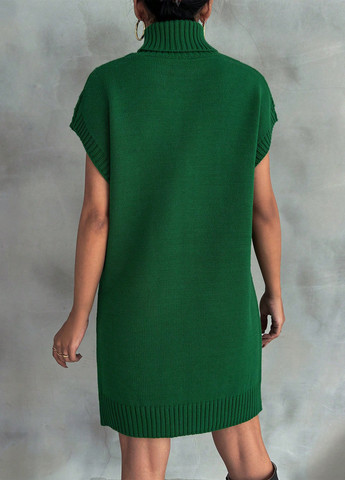 Зеленое кэжуал платье платье-свитер SHEIN однотонное