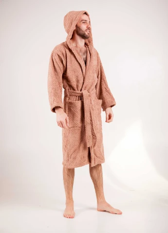 Халат махровий Berlin, капучино, розмір XL (3800980994262) Bulgaria-Tex плотность - 420 гр/м2 (251459952)