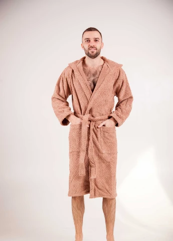 Халат махровий Berlin, капучино, розмір XL (3800980994262) Bulgaria-Tex плотность - 420 гр/м2 (251459952)