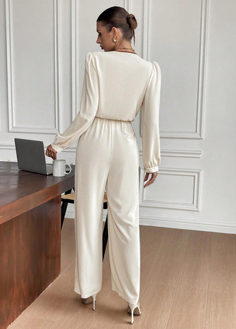 Комбінезон SHEIN комбінезон-брюки однотонний молочний святковий, вечірній, кежуал поліестер
