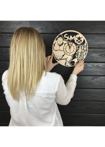 Безшумний дерев`яний годинник на стіну «Сумо» 7Arts (253567130)