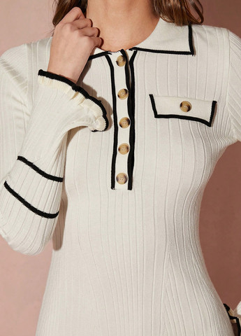 Молочна кежуал сукня силуетна, сукня-сорочка SHEIN однотонна