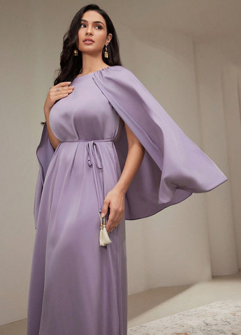 Сиреневое вечернее платье платье-кейп SHEIN однотонное