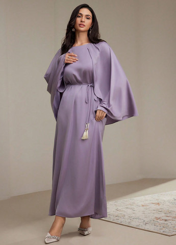 Сиреневое вечернее платье платье-кейп SHEIN однотонное