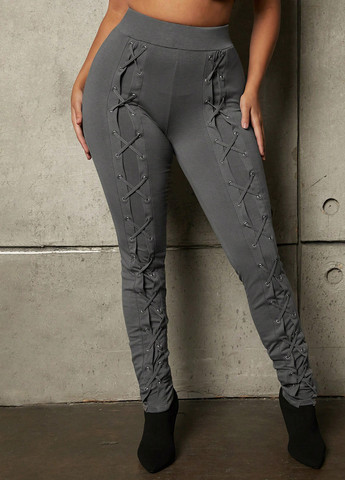 Серые демисезонные леггинсы SHEIN