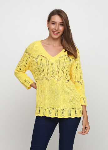 Желтый демисезонный пуловер джемпер CHD