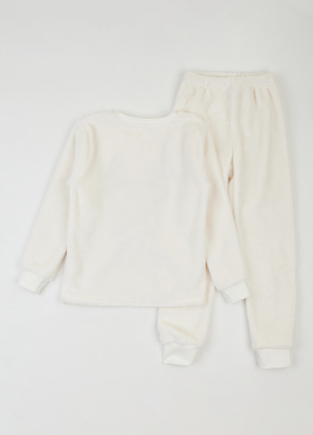 Молочная зимняя пижама (свитшот, брюки) Фламинго