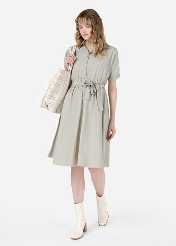 Оливковое кэжуал платье клеш, рубашка Colin's однотонное