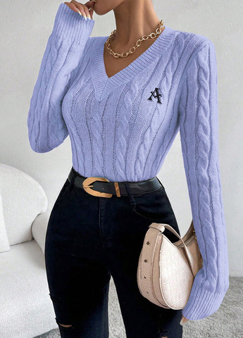 Світло-блакитний демісезонний пуловер пуловер SHEIN