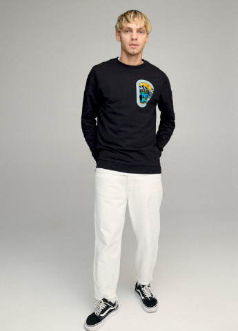 Чорний свитшот мужской basic /no flis/ YAPPI малюнок (254557803)