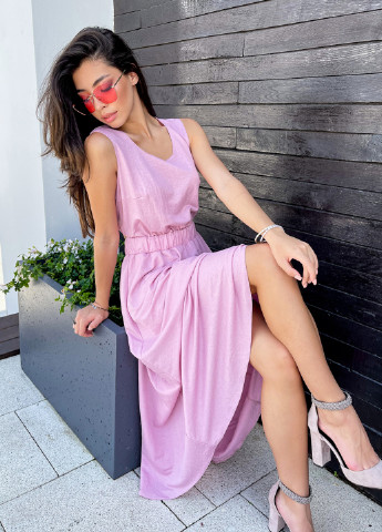 Розовое кэжуал платье клеш ST-Seventeen меланжевое