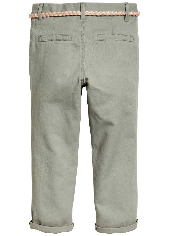 Хаки кэжуал демисезонные со средней талией брюки H&M