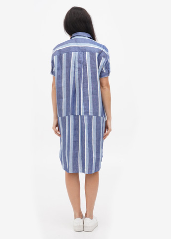 Синее кэжуал платье рубашка 7 For All Mankind в полоску