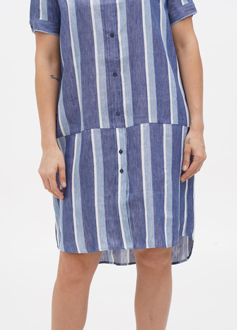 Синее кэжуал платье рубашка 7 For All Mankind в полоску
