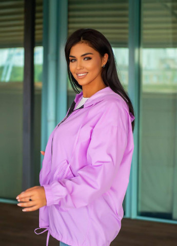Темно-фіолетова женская куртка из плащевки лавандового цвета р.50/54 374288 New Trend