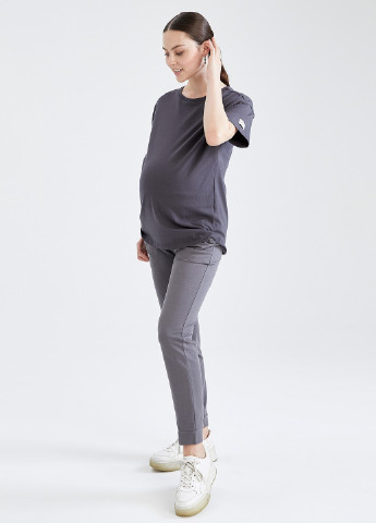 Штани для вагітних DeFacto джогери однотонні сірі кежуали трикотаж, бавовна, еластан