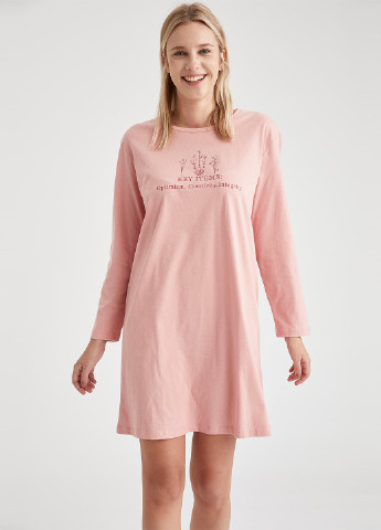Платье DeFacto розовая домашняя хлопок, трикотаж