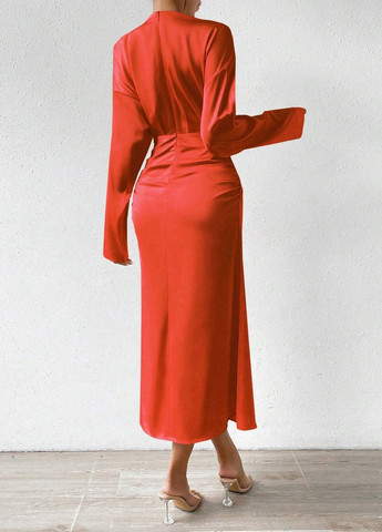 Оранжевое кэжуал платье футляр SHEIN однотонное