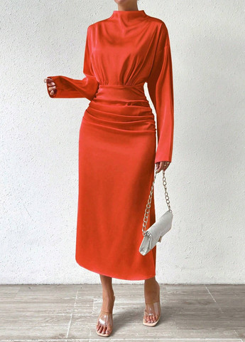 Оранжевое кэжуал платье футляр SHEIN однотонное