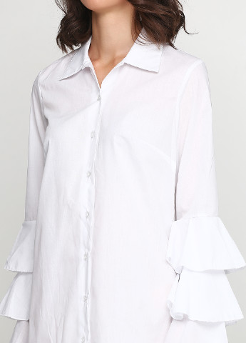 Белое кэжуал платье рубашка Boohoo Boutique однотонное