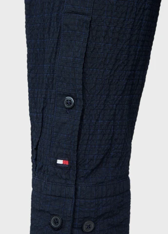 Синяя кэжуал рубашка однотонная Tommy Hilfiger